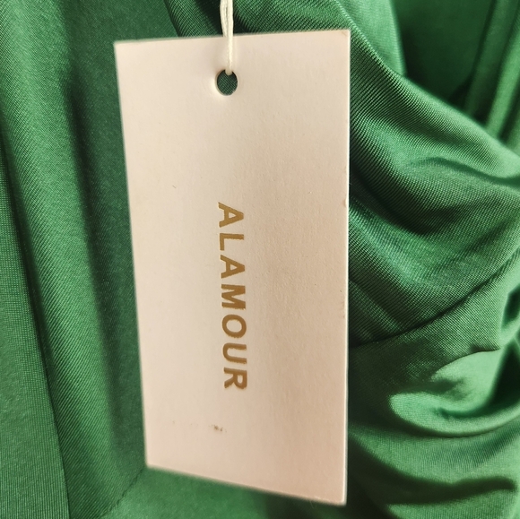 Alamour The Label Alyona Jersey Stretch Maxi Formal Gown Emerald Green Small - Picture 8 of 11